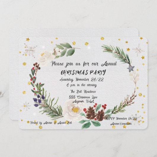 Faire-part Aquarelle Noël (Devant / Derrière)