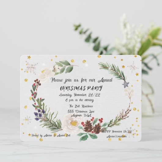 Faire-part Aquarelle Noël (Debout devant)