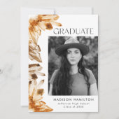 Faire-part Aquarelle Orange Citrine Crystal Photo Graduation (Devant)