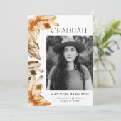 Faire-part Aquarelle Orange Citrine Crystal Photo Graduation (Debout devant)