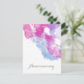 Faire-part Aquarelle Papillon Fiançailles de framboise Announ (Debout devant)