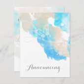 Faire-part Aquarelle Papillon Océan Shore Fiançailles Announ (Devant / Derrière)