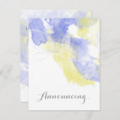 Faire-part Aquarelle Papillon Périwinkle Fiançailles Announc (Devant / Derrière)