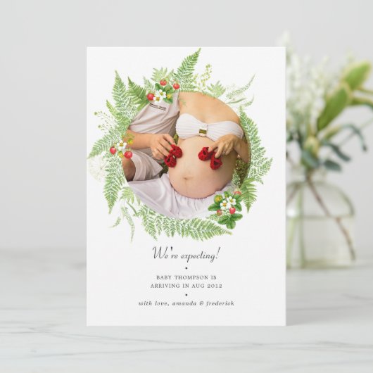 Faire-part Aquarelle Pays Verdure Photo Grossesse (Debout devant)