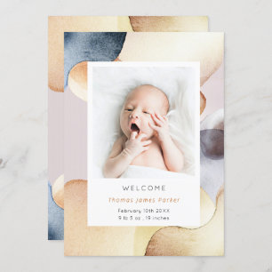 Faire-part Aquarelle photo moderne naissance