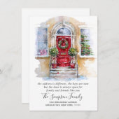 Faire-part Aquarelle Porte de Noël (Devant / Derrière)