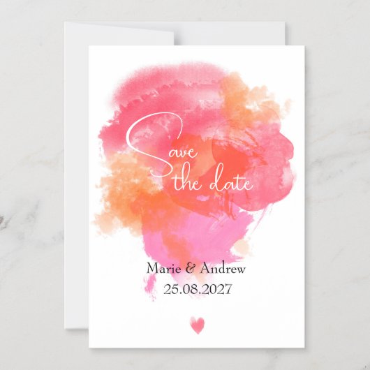 Faire-part aquarelle rose (Recto)