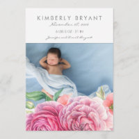 Aquarelle rose Fleurs Photo Bébé Fille Naissance