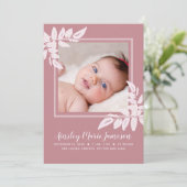 Faire-part Aquarelle rose moderne Botanique Nouvel Enfant (Debout devant)