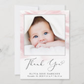 Faire-part Aquarelle rose Photo Bébé Fille Naissance (Devant)