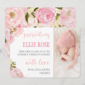 Faire-part Aquarelle Rose rose Photo Annonces de naissance (Devant / Derrière)