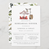 Faire-part Aquarelle rustique Dîner de répétition extérieur (Devant / Derrière)