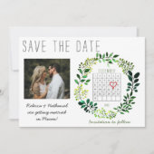 Faire-part Aquarelle rustique Enregistrer la date Calendrier  (Devant)