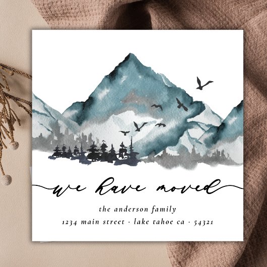 Faire-part Aquarelle Rustique Nous Avons Déménagé Woods Mount