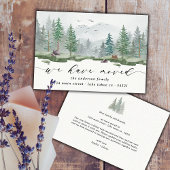 Faire-part Aquarelle Rustique Nous Avons Déplacé Script Pine 