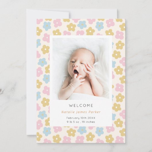Faire-part Aquarelle simple arc-en-ciel Florale naissance (Devant)