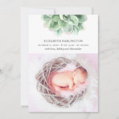 Faire-part Aquarelle succulente. Nouveau né. Cactus vert (Devant)