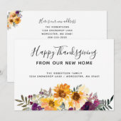 Faire-part Aquarelle Sunflowers Thanksgiving Nouvelle adresse (Devant / Derrière)