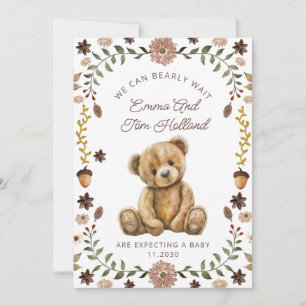 Faire-part Aquarelle Teddy Bear Grossesse Genre Neutre
