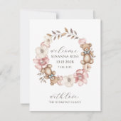 Faire-part Aquarelle Teddy Bear Wreath Photo (Devant)