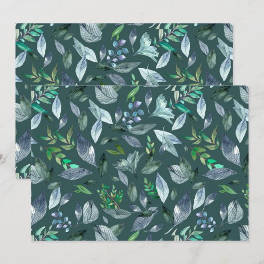 Faire-part Aquarelle tombée feuilles 5 (Devant / Derrière)