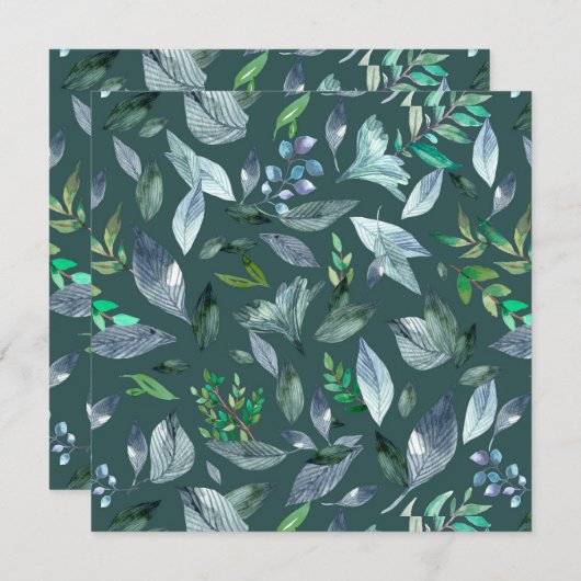 Faire-part Aquarelle tombée feuilles 5 (Devant / Derrière)