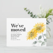 Faire-part Aquarelle tournesol Nous avons bougé (Debout devant)