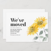 Faire-part Aquarelle tournesol Nous avons bougé (Devant / Derrière)