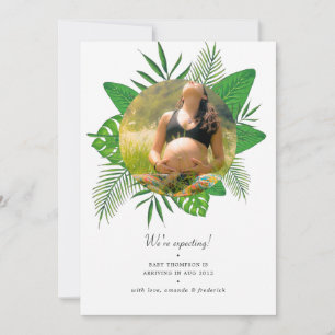 Faire-part Aquarelle Tropicale Feuilles Grossesse photo