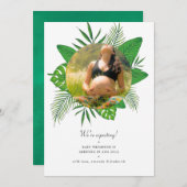 Faire-part Aquarelle Tropicale Feuilles Grossesse photo (Devant / Derrière)