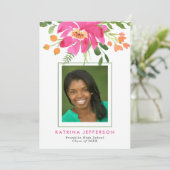 Faire-part Aquarelle Tropiques Photo Remise des diplômes (Debout devant)