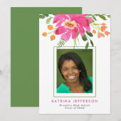 Faire-part Aquarelle Tropiques Photo Remise des diplômes (Devant / Derrière)