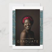 Faire-part Aquarelle turquoise Or moderne huile marbré Grad (Devant)