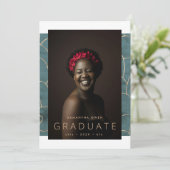 Faire-part Aquarelle turquoise Or moderne huile marbré Grad (Debout devant)