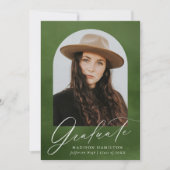Faire-part Aquarelle verte d'olive Arc 7 Photo Graduation (Devant)
