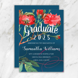 Faire-part Aquarelle vintage bleu rouge rose florale Graduati