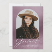 Faire-part Aquarelle violet poussiéreuse Arc 7 Photo Graduati (Devant)