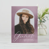 Faire-part Aquarelle violet poussiéreuse Arc 7 Photo Graduati (Debout devant)