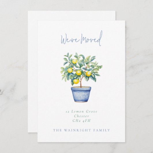 Faire-part Arbre à citron pointé Nous avons déplacé une nouve (Devant / Derrière)