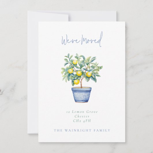 Faire-part Arbre à citron pointé Nous avons déplacé une nouve (Devant)