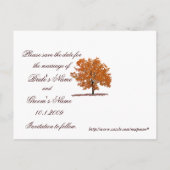 Faire-part Arbre automne Enregistrer la carte postale Date. (Dos)