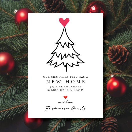 Faire-part Arbre de Noël de coeur Nouveau foyer Se déplacer