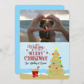 Faire-part Arbre de Noël de plage Joyeux Noël Photo (Devant / Derrière)