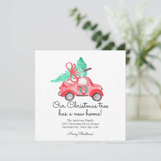 Faire-part Arbre de Noël moderne Nouvelle maison Script de vo (Debout devant)