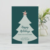 Faire-part Arbre de Noël vert Rose Gold Star Holiday Moving (Debout devant)