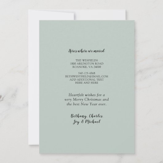 Faire-part Arbre de Noël vert Rose Gold Star Holiday Moving (Dos)