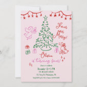 Faire-part Arbre fantaisiste pour un 4ème anniversaire à Noël (Devant)