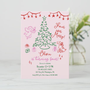 Faire-part Arbre fantaisiste pour un 4ème anniversaire à Noël