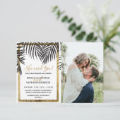 Faire-part Arbres de palmier noir Fronds Fiançailles de bordu (Debout devant)