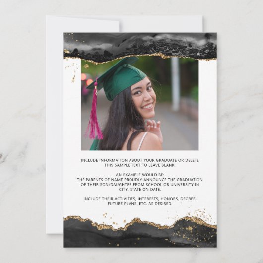 Faire-part Arc à script tendance Black Gold 2 Photos (Dos)